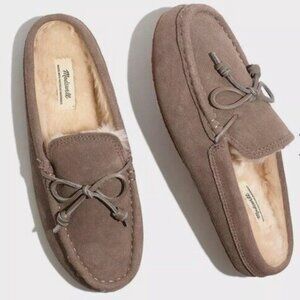 Madewell Suede Moccasin Scuff Slippers in Telluride Stone, Women's Size 10